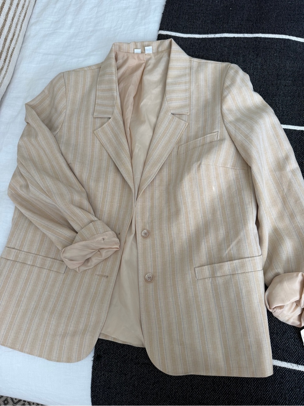 VINTAGE Women's Beige Striped Blazer - Classic Notch Lapel- Sears brand NWT